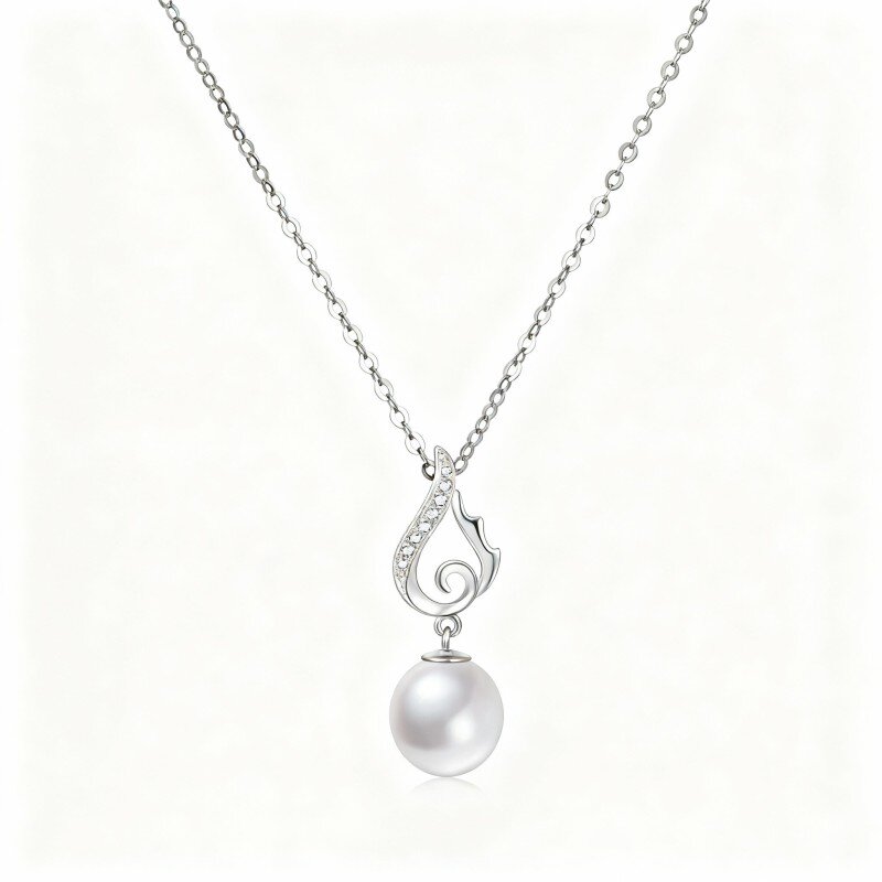 Colar de pérolas em ouro branco 10K, 45,7 cm + extensor de 2,5 cm + 2,5 cm-11