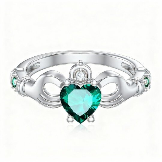 Aliança de casamento personalizada em ouro branco de 10 quilates com diamante de 1 quilate em corte coração