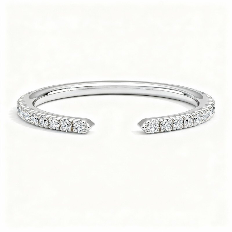 Ehering aus 10-karätigem Weißgold mit 1/8 Karat rundem, im Labor hergestelltem Diamanten, individuell graviert, Farbe F/G, Reinheit SI, Farbe 3EX-3