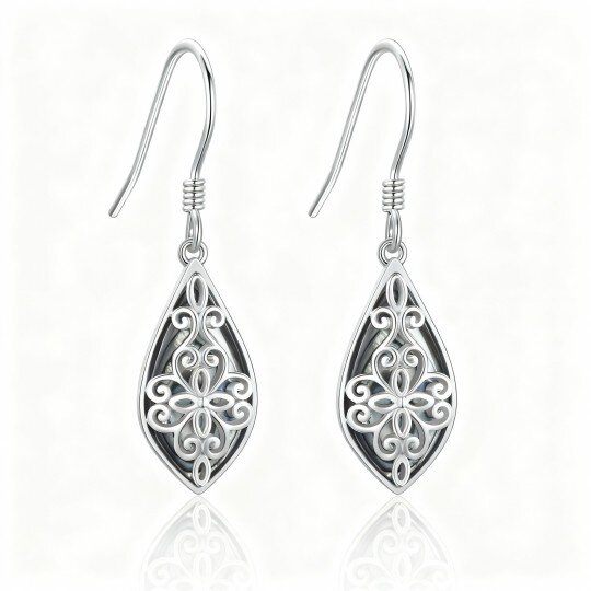 Kolczyki z zawieszkami w kształcie muszli abalone z białego złota 10K