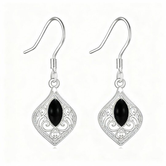10K White Gold Agate Drop Earrings