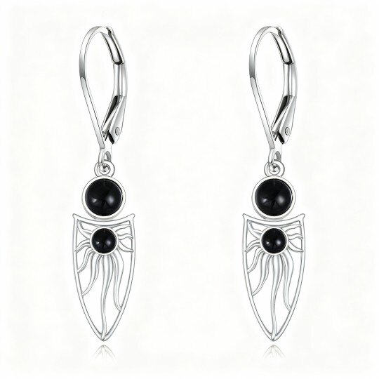 Brincos em forma de gota de sol com ágata em ouro branco 10K