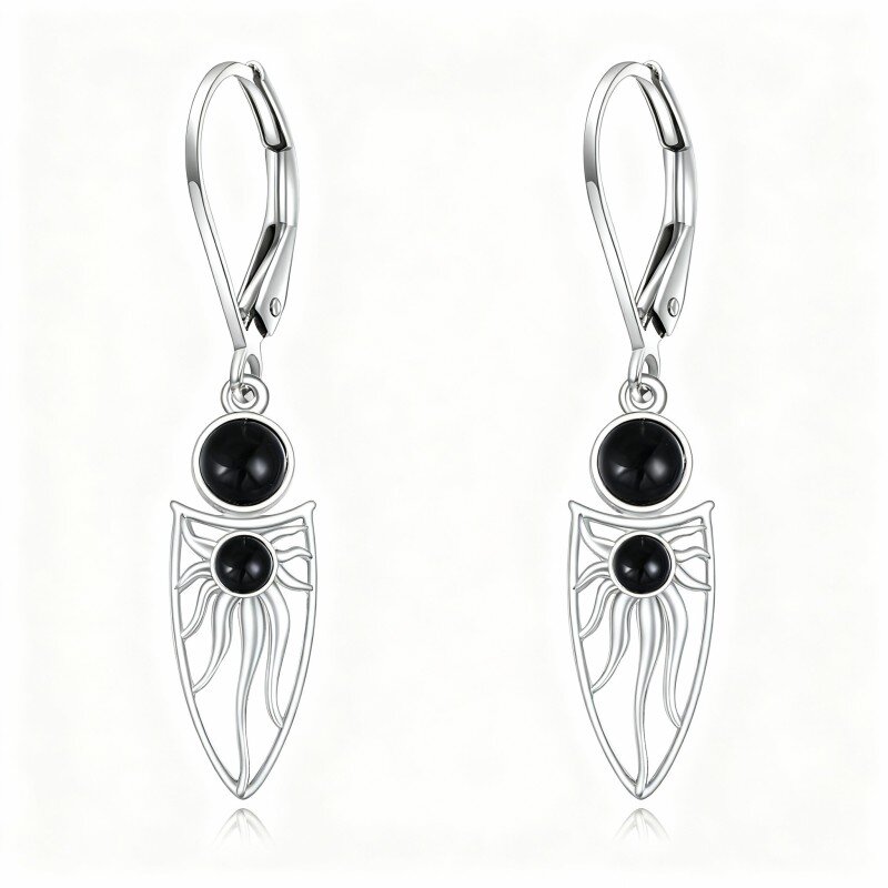 Sonnentropfen-Ohrringe aus 10-karätigem Weißgold mit Achat-1