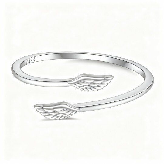 10K White Gold Angel Wing Open Ring