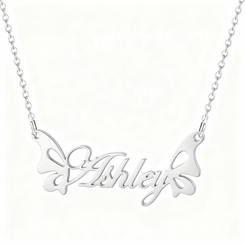 18K White Gold Angel Wing Pendant Necklace-1