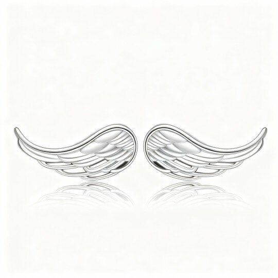 10K White Gold Angel Wing Stud Earrings