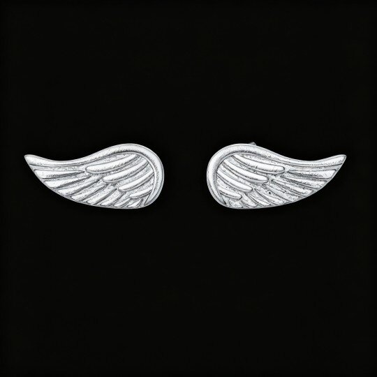 10K White Gold Angel Wing Stud Earrings