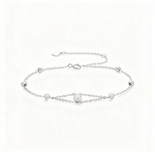 Pulsera de cuentas metálicas de oro blanco de 10 quilates con bolas y cuentas