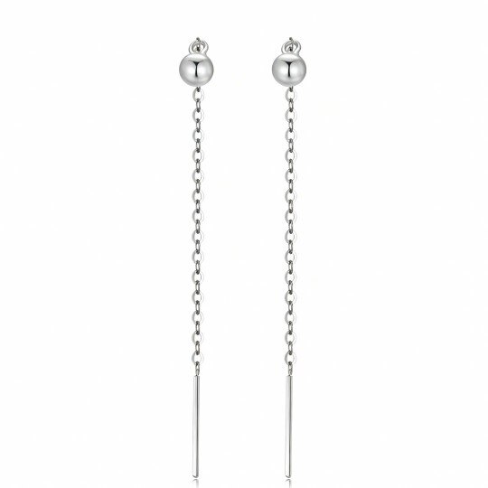 10K White Gold Ball Drop Earrings