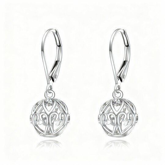 10K White Gold Ball Lever-back Earrings