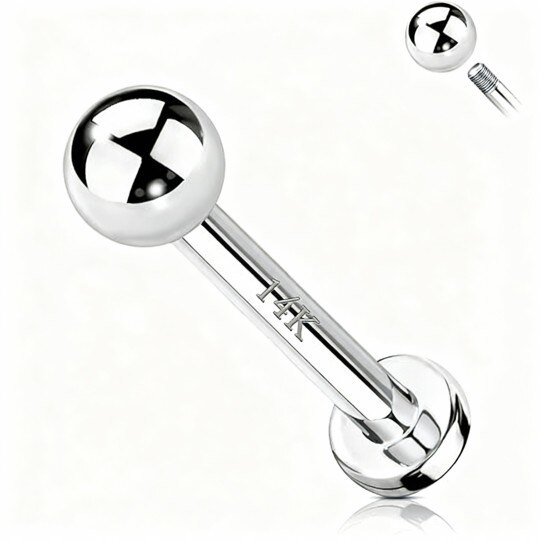 10K White Gold Ball Lip Piercing