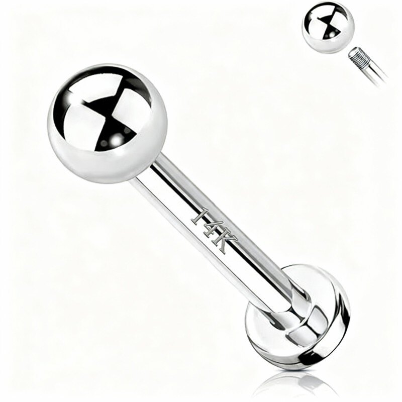 Piercing wargi w kształcie kulki z platyny i białego złota-1