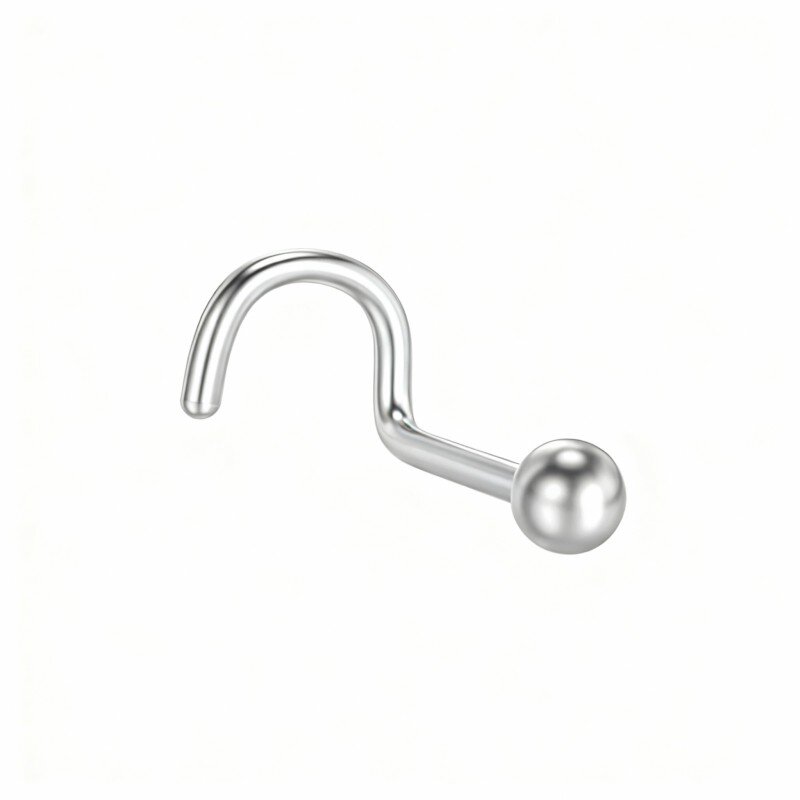 10K White Gold Ball Nose Ring-14
