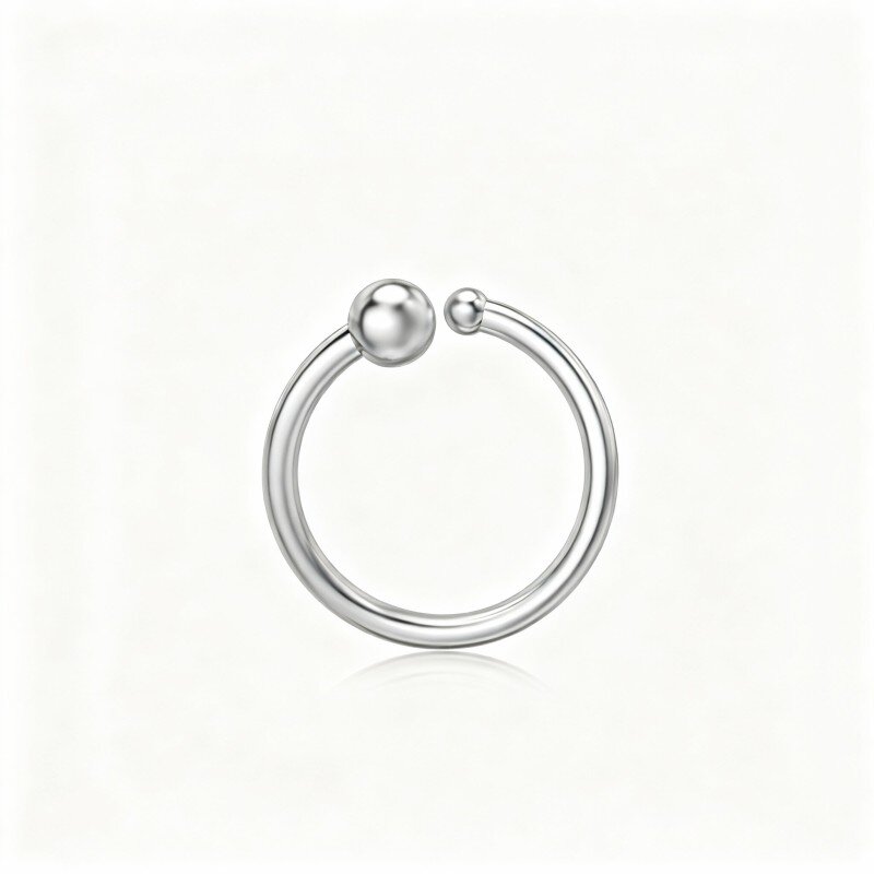 10K White Gold Ball Nose Ring-20
