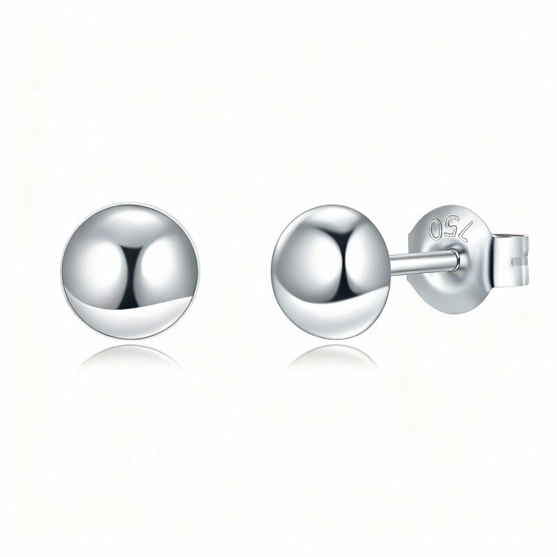 10K White Gold Ball Stud Earrings-15