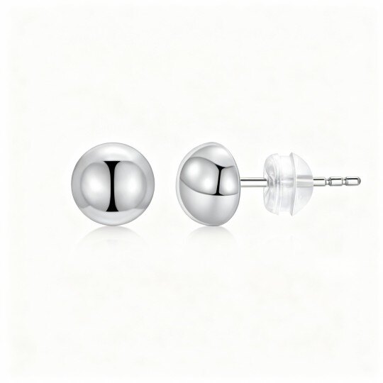 10K White Gold Ball Stud Earrings
