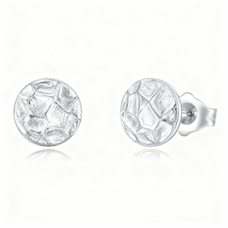 10K White Gold Ball Stud Earrings-10