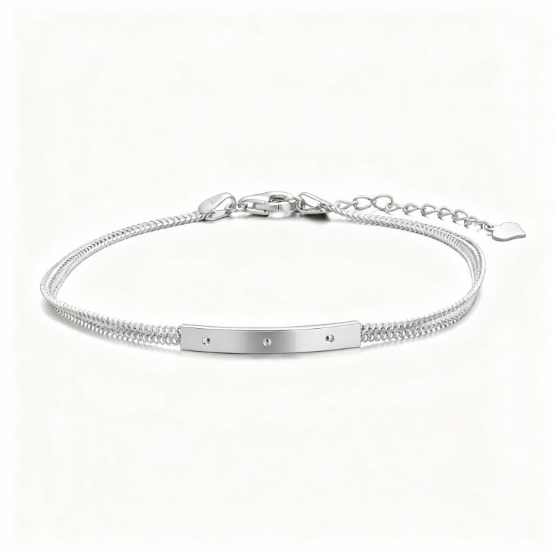 Pulseira de Identificação em Ouro Branco 10K-1