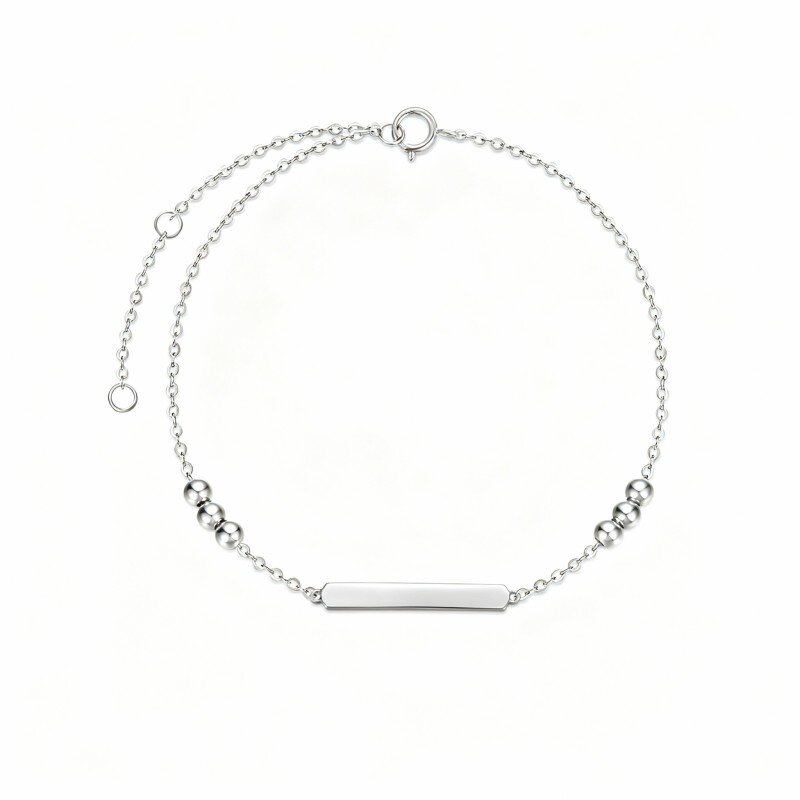 Pulsera de identificación con barra de oro blanco de 10 quilates-15