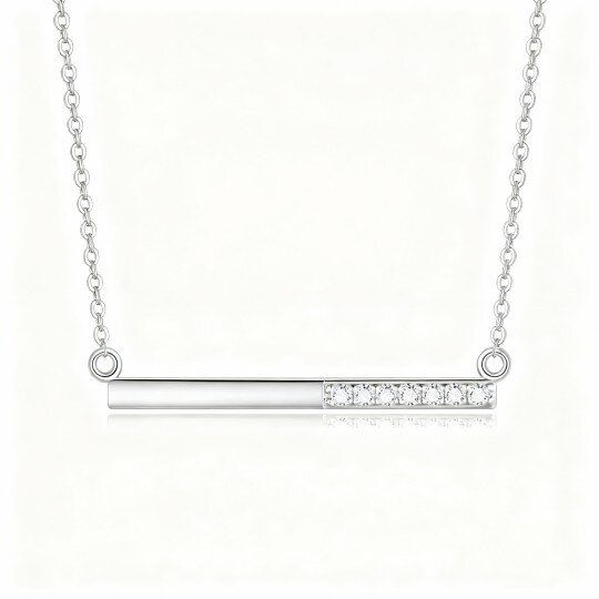10K White Gold Cubic Zirconia Bar Bar Necklace