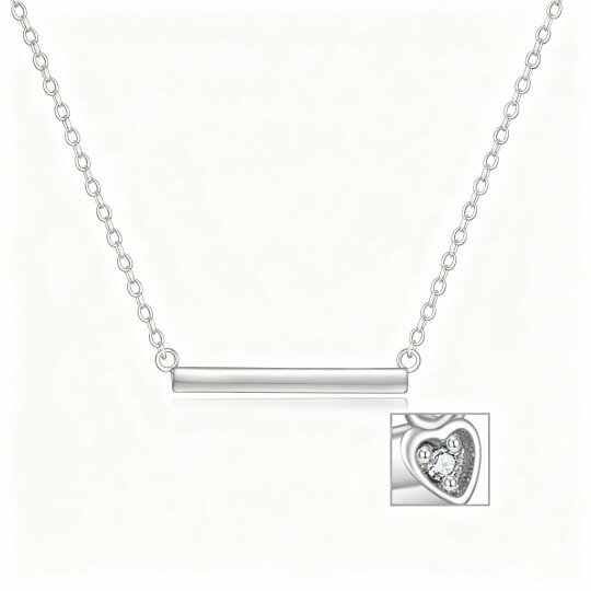 10K White Gold Cubic Zirconia Bar Necklace