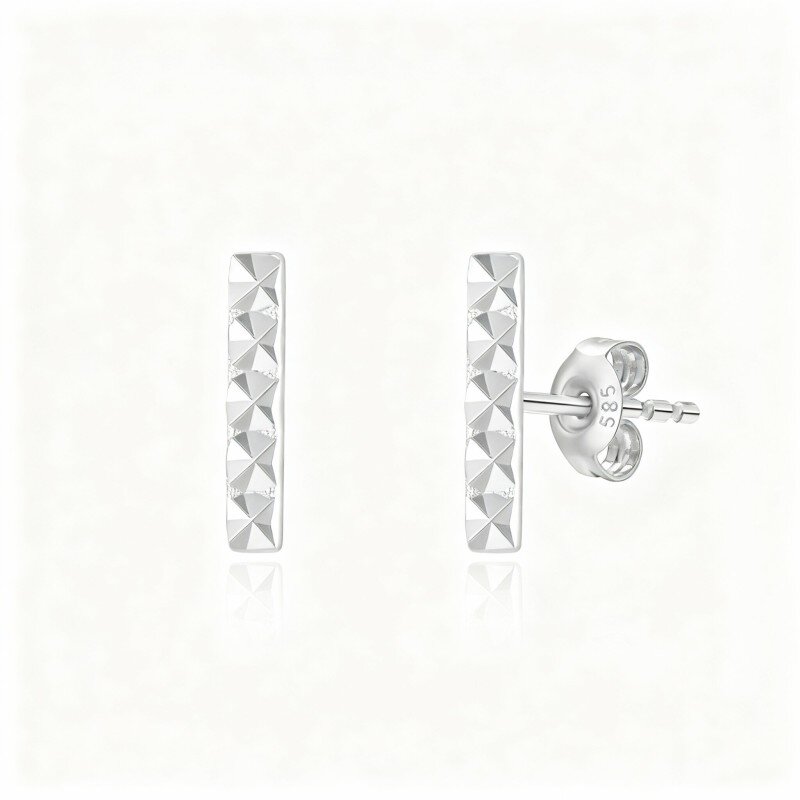 Orecchini a bottone in oro bianco 10K-19