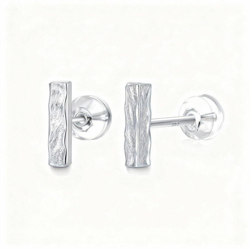 Orecchini a bottone in oro bianco 10K-5