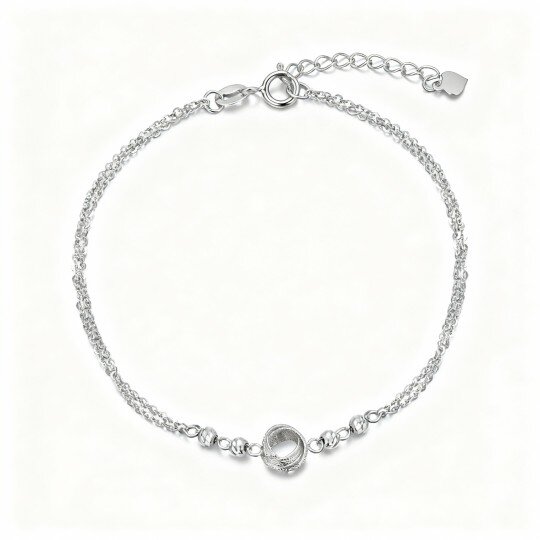 Pulseira em camadas com contas de ouro branco de 10 quilates e nó celta