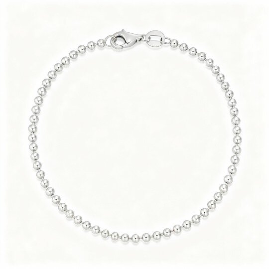 Bransoletka z łańcuszkiem koralikowym z 10-karatowego białego złota