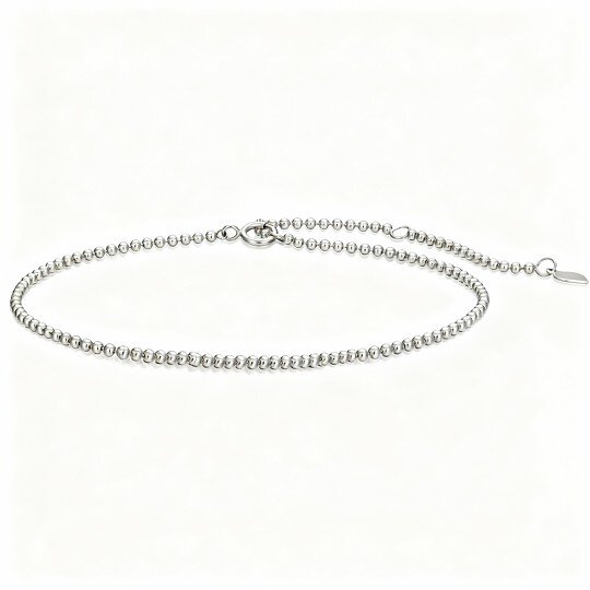 10K White Gold Bead Bead Chain Bracelet