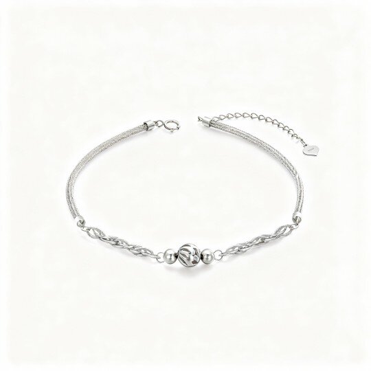 10K White Gold Bead Charm Bracelet