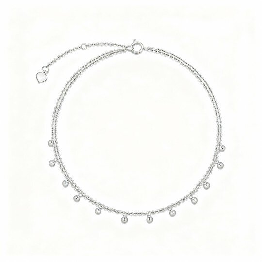 10K White Gold Bead Charm Bracelet