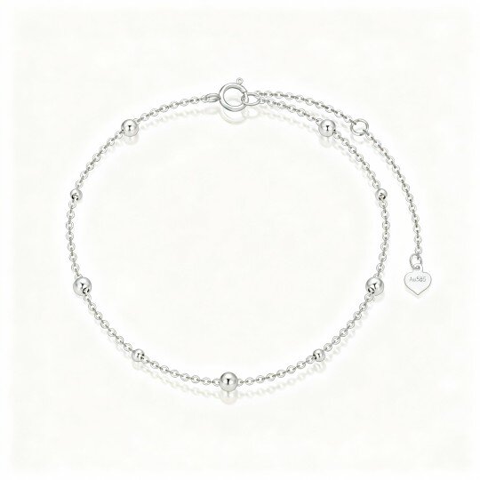 Pulsera de cuentas de metal con cuentas de oro blanco de 10 quilates