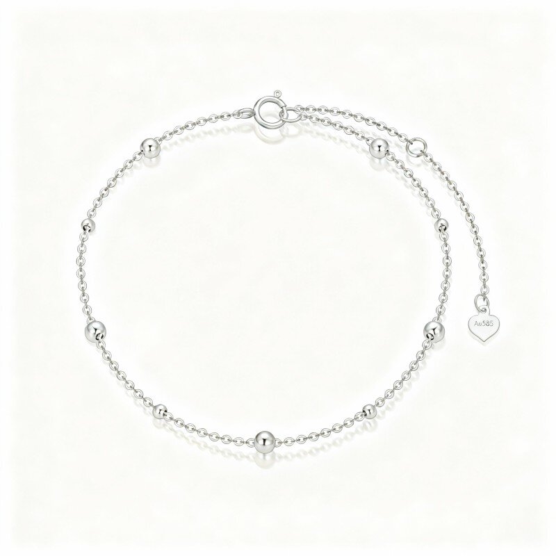 Pulseira de contas de metal em ouro branco 10K-7