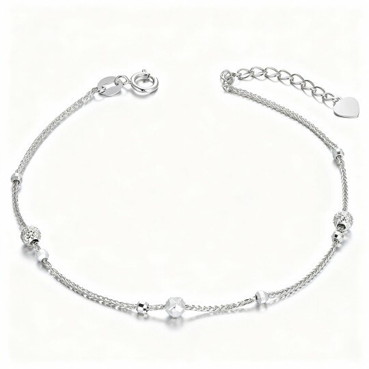 Pulsera de cuentas de metal con cuentas de oro blanco de 10 quilates