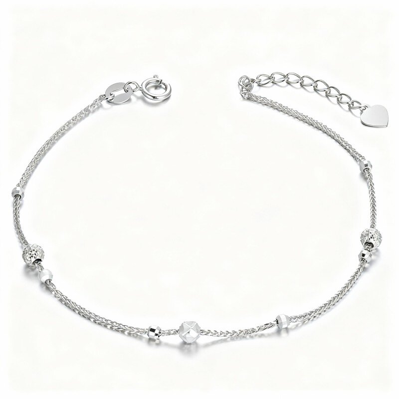 Pulseira de contas de metal em ouro branco 10K-19