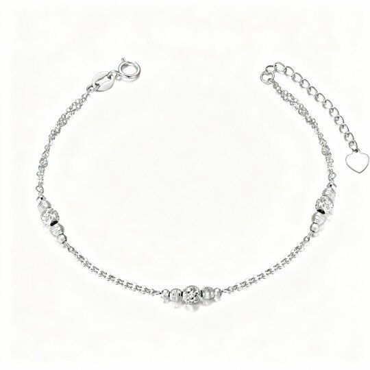 Pulsera de cuentas de metal con cuentas de oro blanco de 9 quilates