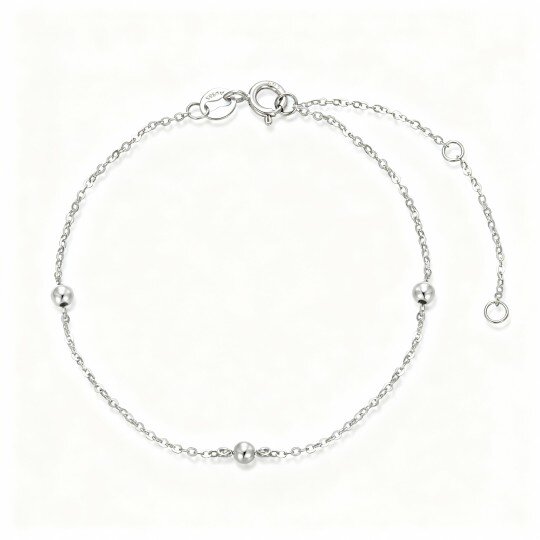 Pulsera de cuentas de metal con cuentas de oro blanco de 10 quilates