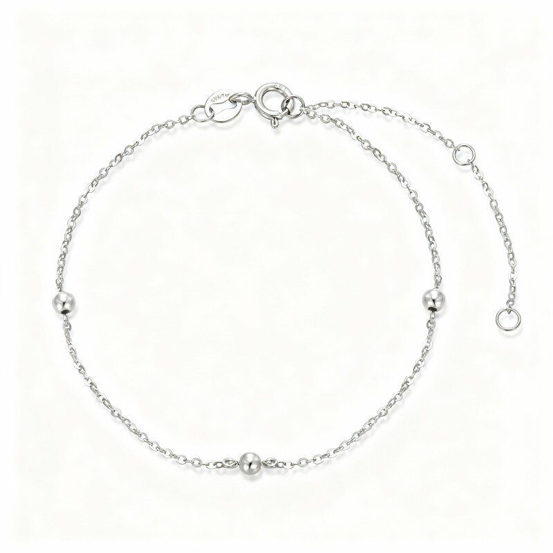 Pulseira de contas de metal em ouro branco 10K-12