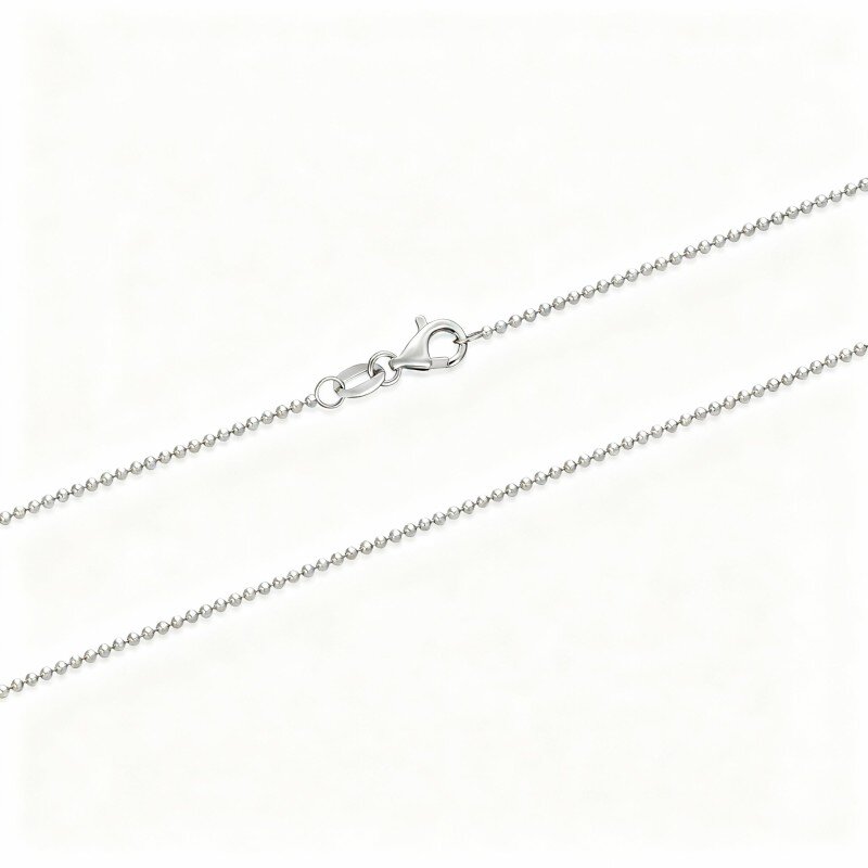 14K White Gold Bead Necklace-1