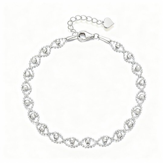 9K White Gold Bead Single Chain Anklet