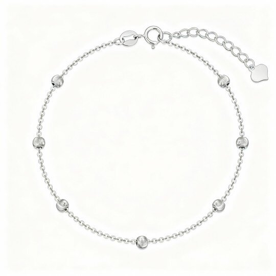 10K White Gold Bead Station Chain Bracelet