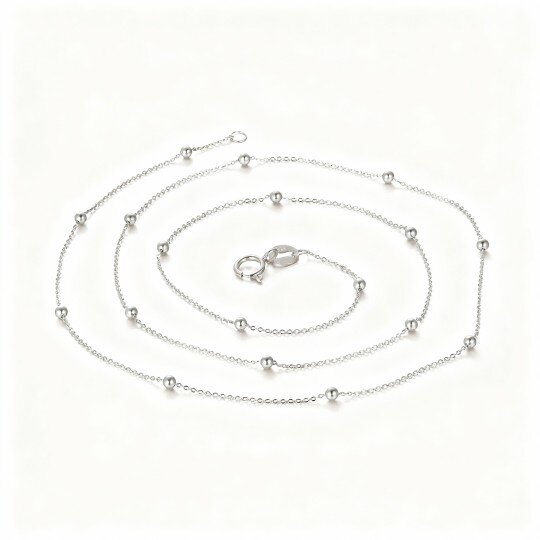 10K White Gold Bead Station Necklace