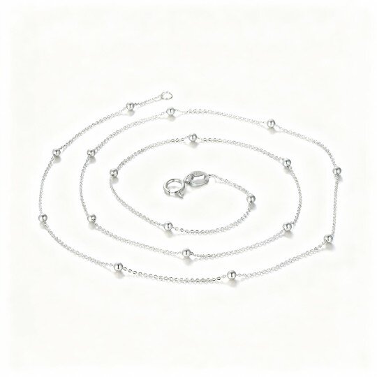 10K White Gold Bead Station Necklace