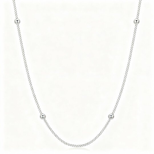 10K White Gold Bead Station Necklace