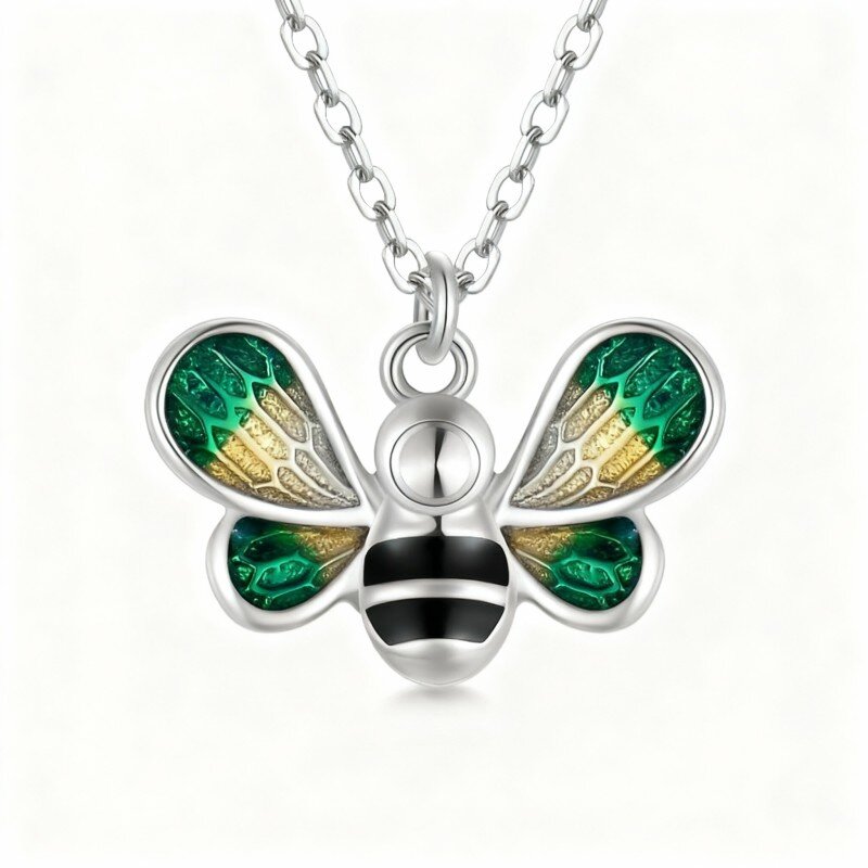 Colar com pendente de abelha em ouro branco 10K-16