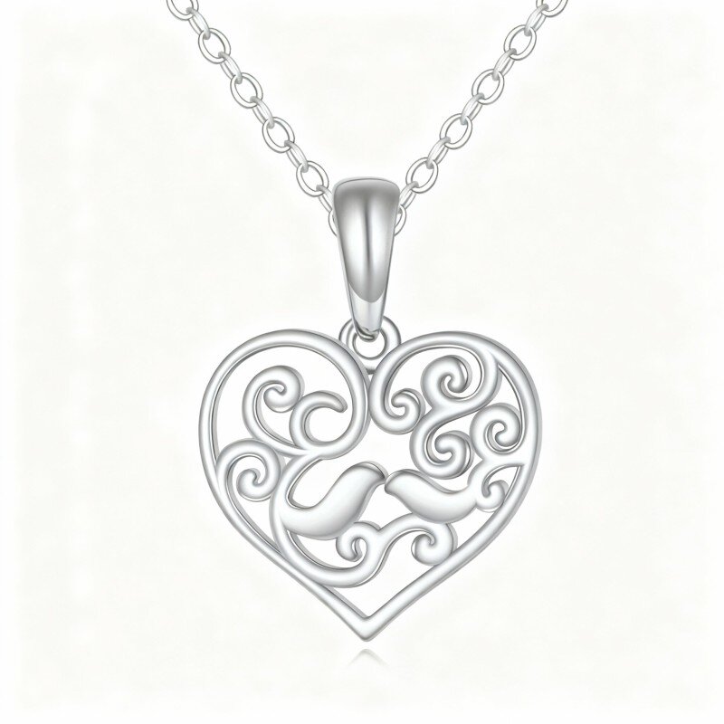 قلادة من الذهب الأبيض عيار 10 قيراط على شكل طائر ولبلاب وقلب-15