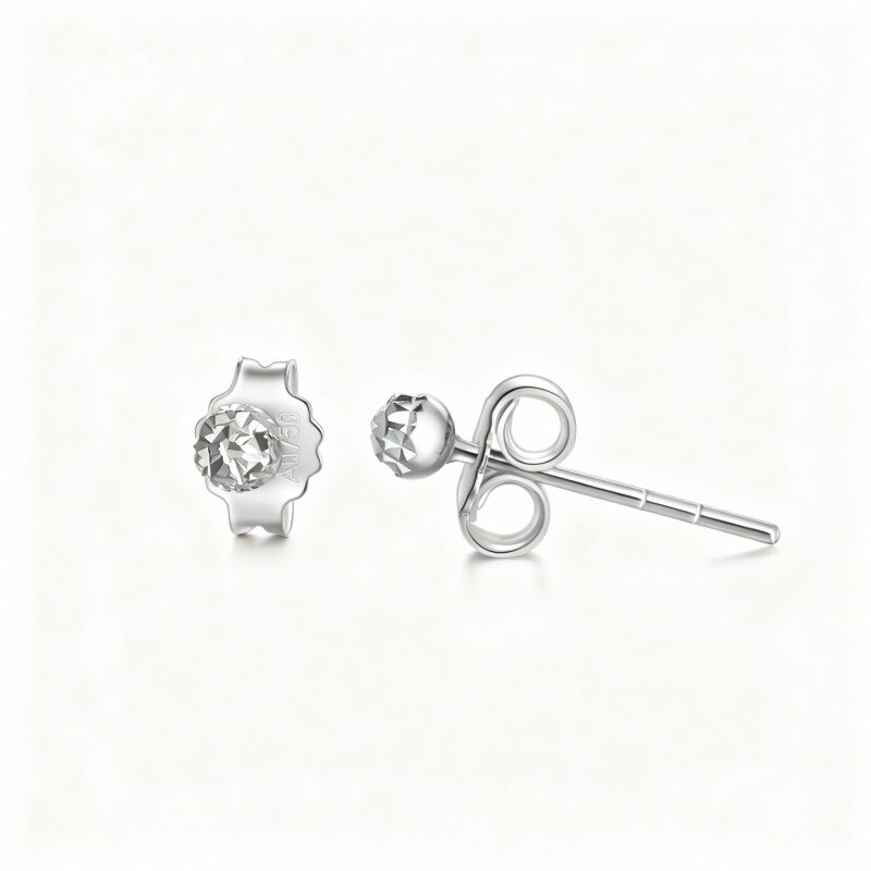 14K White Gold Birth Flower Drop Earrings-1