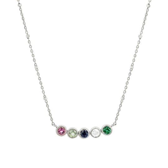 Collar con colgante personalizado de piedra natal en oro blanco de 10 quilates