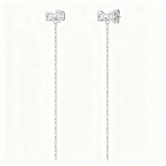 Ohrringe aus 10-karätigem Weißgold mit Zirkonia-Schleifen